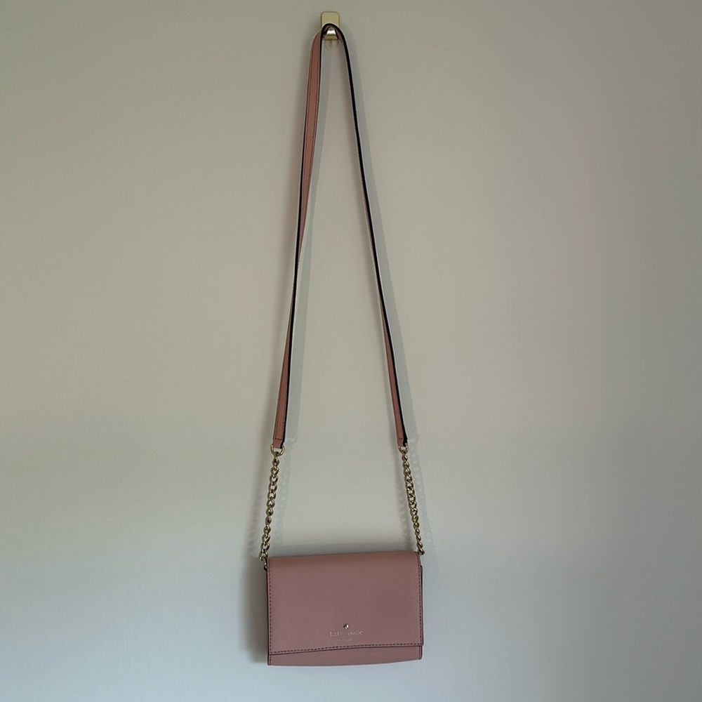 Kate Spade Light Pink Purse Small Gold Chain and Leather Strap - Picture 5 of 16